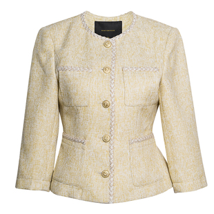 罗衣法式小香风肌理感外套女春季浅黄色修身气质短款上衣11601