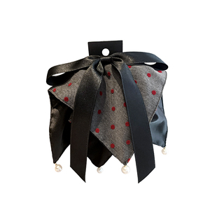 日韩新款可拆卸蝴蝶结马尾夹高级感灰红配色抓夹甜美后脑勺鲨鱼夹