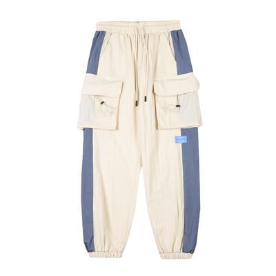 拼接梭织长裤工装休闲运动束脚裤