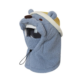 可爱卡通小熊滑雪头套冬天护颈防寒头盔外帽毛绒帽子骑行面罩护脸
