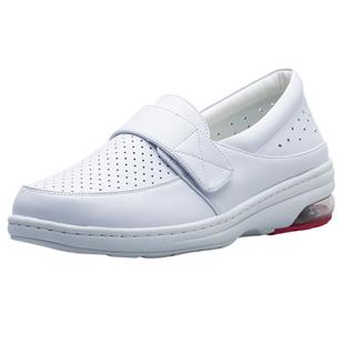 气垫护士鞋子新款真皮软底防滑妈妈鞋平底坡跟魔术贴四季舒适透气