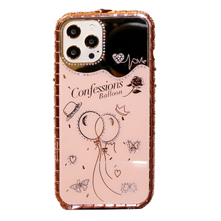 适用苹果16Promax镶钻手机壳iPhone13带钻金属边框14奢华水钻女款15promax高级感钻石保护套网红同款热销新款