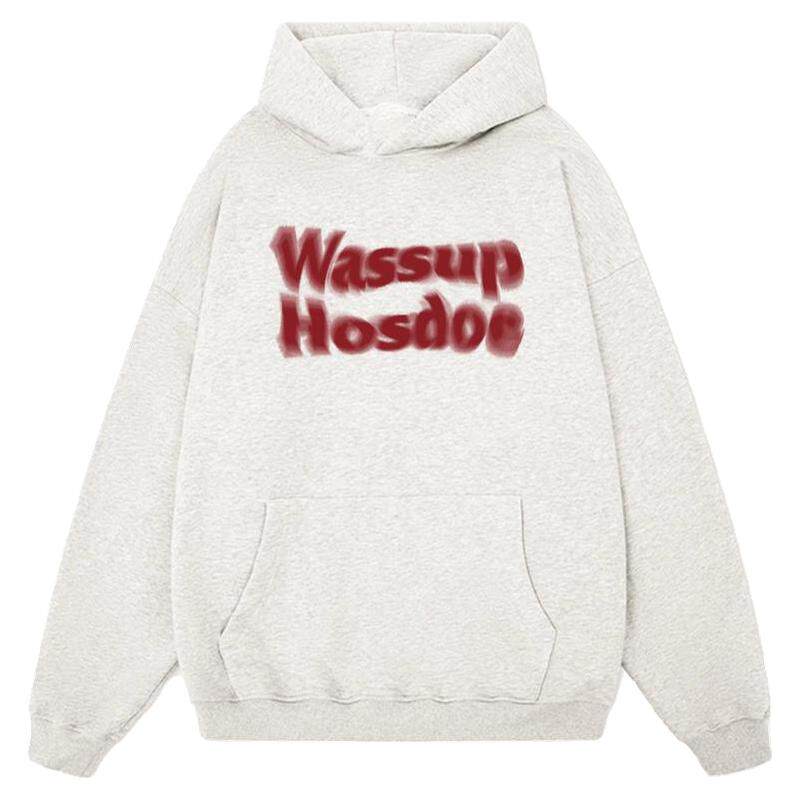 WASSUP连帽卫衣男女国潮牌美式重磅纯棉宽松秋冬季加绒情侣小个子