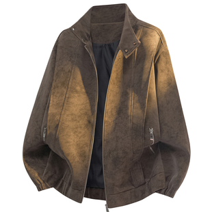 DESIGNSECRETS 25FW高端美式飞行员夹克男冬季复古立领皮衣外套男