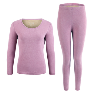 一体羊羔绒保暖内衣女套装加厚加绒发热修身秋衣秋裤打底羊毛衫冬