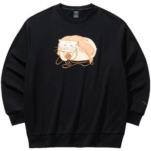 安踏休闲卫衣女款正品百搭宽松印花套头衫学院风官方长袖运动上衣