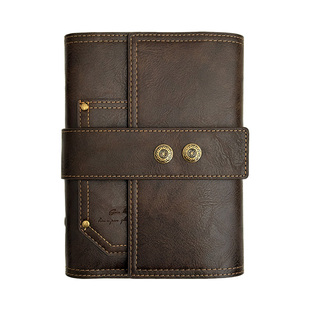 复古皮面高颜值旅行手账本A5活页笔记本可拆卸A6活页本简约日记本