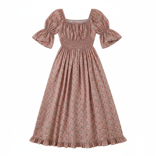 法式睡裙女款纯棉2026新款长袖碎花连衣裙女士高级感睡衣女家居服