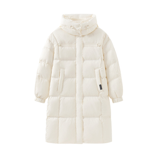 it:CHOCOOLATE连帽泡芙羽绒服女2025冬季新款收腰加绒中长款棉服