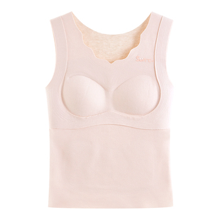 女童发育期保暖背心带胸垫内衣初高中学生秋冬内穿护肚马甲打底衣