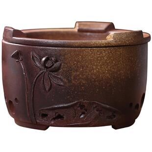 围炉火炭炉果木炭手工陶荷花煮茶炉陶壶复古室内炭火炉茶桌提梁壶