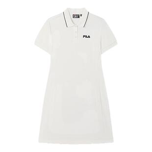 FILA斐乐官方女士连衣裙夏季复古纯色经典显瘦POLO领修身运动裙子