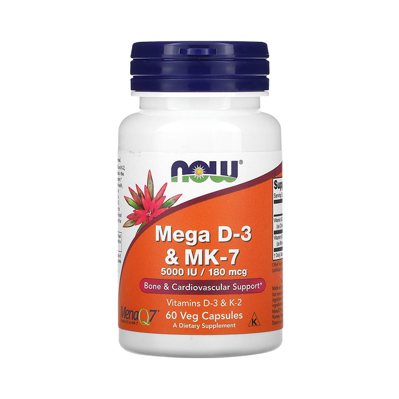 美国now foods诺奥维生素DK胶囊D3K7(5000IU/180MCG)60粒强健骨骼
