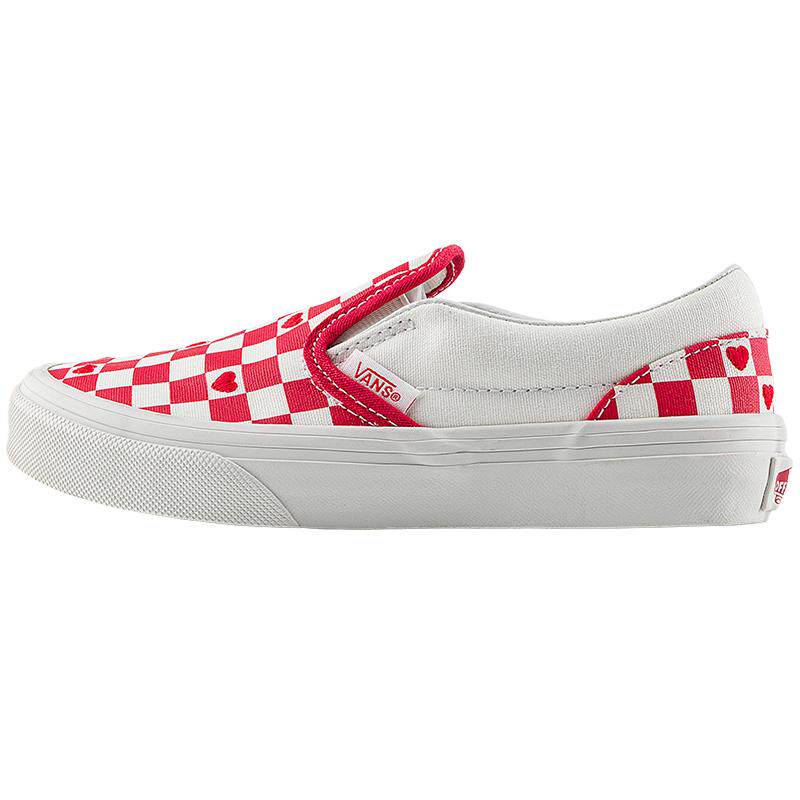 Vans范斯童鞋官方 Classic Slip-On红白棋盘格爱心中大童帆布鞋