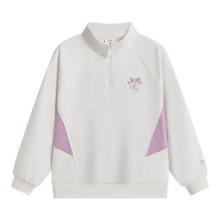 安踏儿童卫衣女童套头衫2026年舒适保暖中大童加绒拉链卫衣