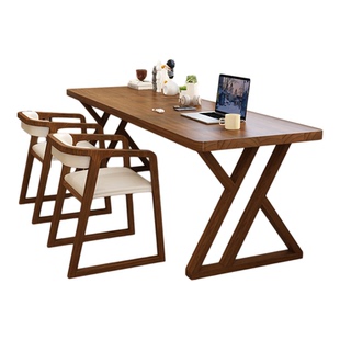 小户型家用办公桌工作台简约实木双人长书桌客厅靠墙长条桌学习桌