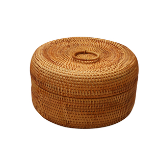 水果篮零食盒越南藤编收纳筐客厅圆形大水果盘越南进口出口日本