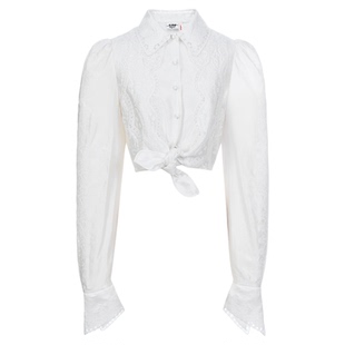 lefame拉飞姆2026早春新款时尚马德拉刺绣缎面打结上衣