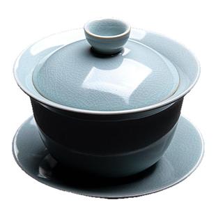 开片冰裂三才盖碗茶杯敬茶杯茶具单人汝窑家用泡茶 可养功夫瓷器