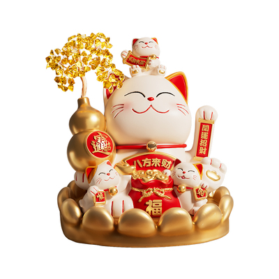 八方来财发财树招财猫摆件客厅店铺收银前台自动招手高档开业礼物