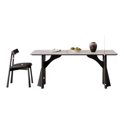 意式极简实木岩板餐桌