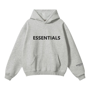 欧美潮牌Essentials胸前字母连帽卫衣男女情侣宽松水洗做旧帽衫冬