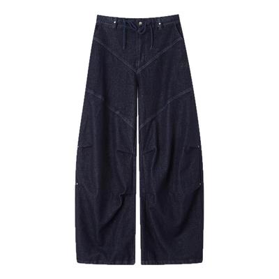 牛仔裤女2025新款弯刀裤蓝色