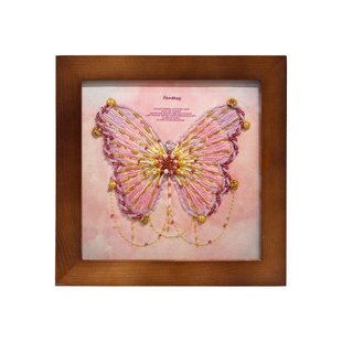 放羊班法式刺绣手工diy材料包珠绣蝴蝶相框画欧式立体创意礼物