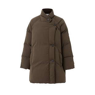 NON RESTRAIN中长款白鸭绒立领羽绒服女2024冬季廓形宽松保暖外套