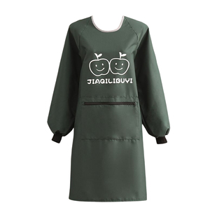 防水防油罩衣女家用厨房做饭时尚反穿衣长袖围裙上班透气工作服男