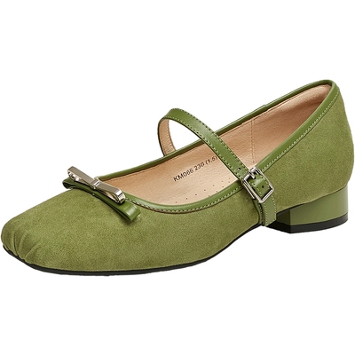 天美意复古银色芭蕾玛丽珍皮鞋女高跟浅口单鞋2025秋新款KM066AQ5