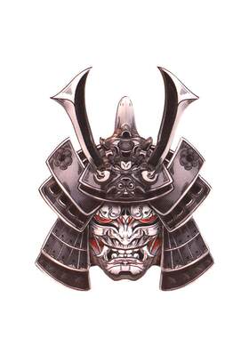 鬼武士车标骷髅头盔金属车标尾贴