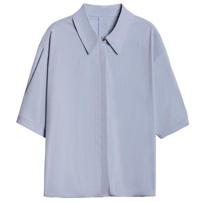 达佳诗通勤面试蓝色长袖衬衫