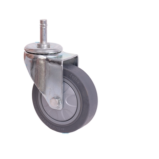 餐车轮静音万向脚轮橡胶滑轮3寸4寸插杆酒店清洁不锈钢手推车轮子