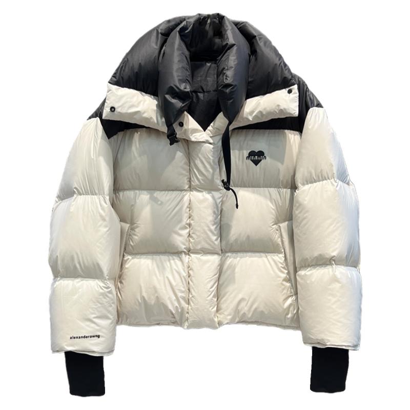 韩版涤纶短款立领爱心羽绒服