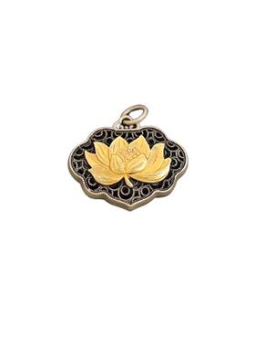 足银复古莲花长命锁吊坠项链轻奢高级感链子配饰民族风锁骨链饰品