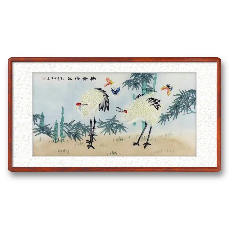 手绘工笔画装饰画客厅办公室玄关