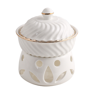 描金酒店会所陶瓷餐具辽海参鲍鱼燕窝带盖碗蜡烛加热一位翅盅连炉