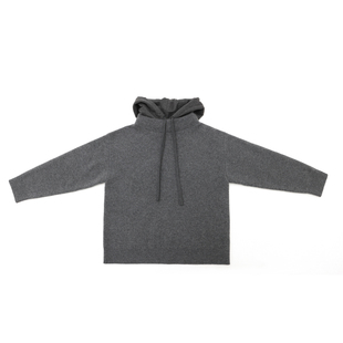 THESOONG/26s早春新款极简慵懒风100%纯羊毛连帽抽绳毛衣女8509