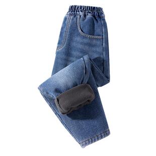 真维斯童装男童加绒牛仔裤冬季中大童2026新款保暖裤儿童加厚裤子