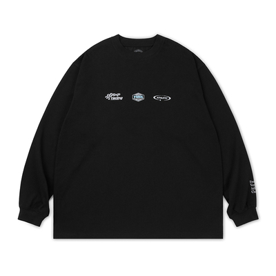 VMCL赛车风运动徽标宽松长袖T恤