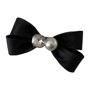 黑色蝴蝶结弹簧夹发卡优雅气质半扎发夹女后脑勺一字夹子顶夹头饰