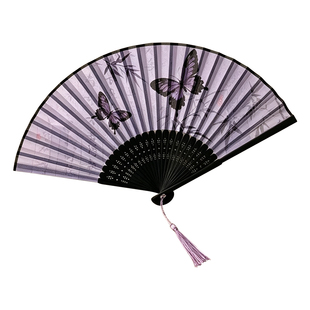 古风中国风扇子便携随身折扇夏天中式流苏旗袍汉服竹扇拍照扇新款