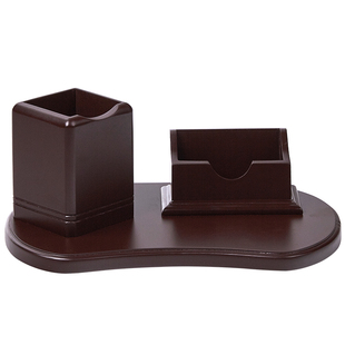 木质笔筒创意时尚多功能办公室商务高档名片盒桌面办公收纳盒摆件