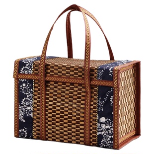 竹篮竹编空礼品盒年货土特产伴手礼手工竹收纳大容量新年回礼篮