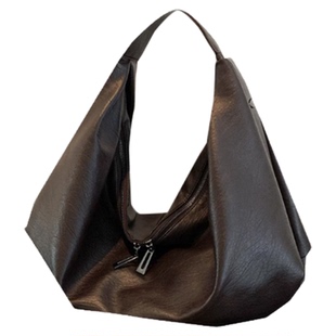 NIN小众ins风慵懒手提复古单肩腋下pu托特包男女大容量潮街头个性