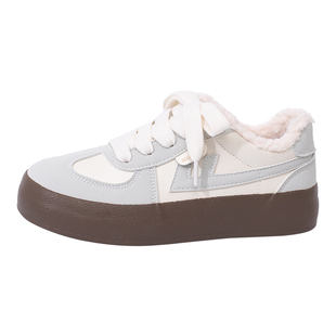 回力加绒小白鞋女款2025新款冬季鞋子女鞋百搭学生德训鞋厚底板鞋