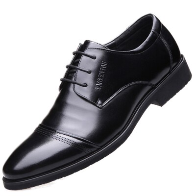 皮鞋真皮婚鞋老人头增高耐磨