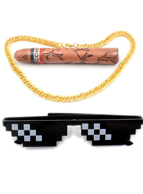 马赛克社会人风仿真雪茄眼睛墨镜