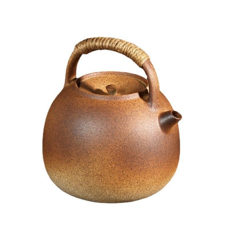 日式陶壶烧水壶煮陶茶壶大容量壶炭炉釉壶提梁电泥老严窑变炉耐热